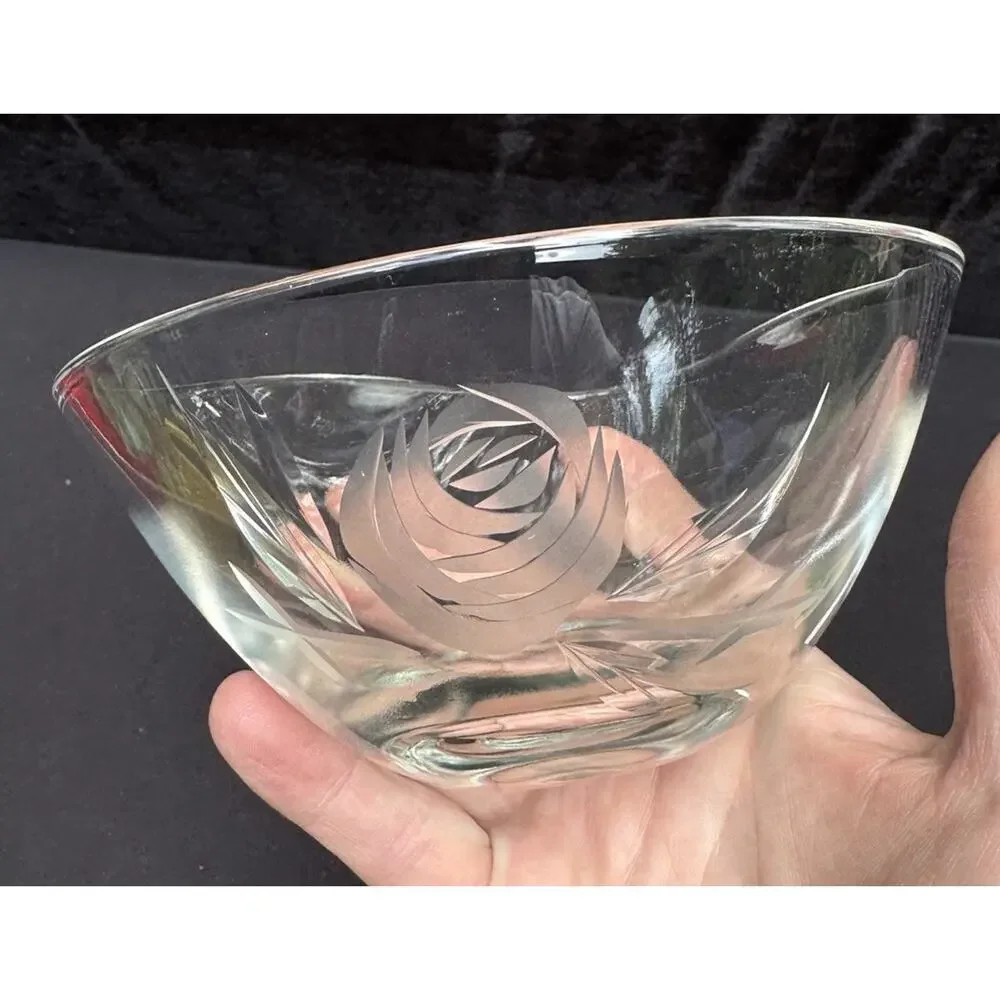 Vintage Fostoria Clear Glass “Rose” Pattern Mayonnaise Bowl -C13
